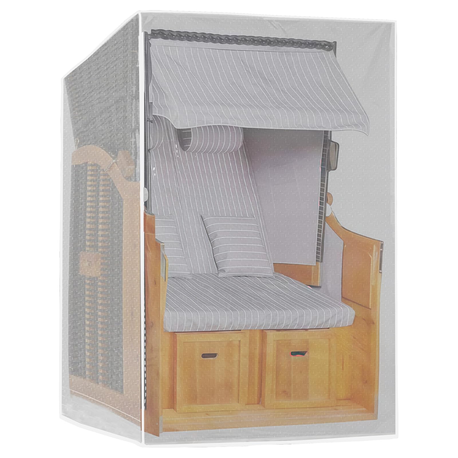Funda protectora para sillón de playa, funda protectora para sillón de playa, impermeable, resistente al polvo, protección UV y resistente al desgarro, 125 x 90 x 165/135 cm, transparente
