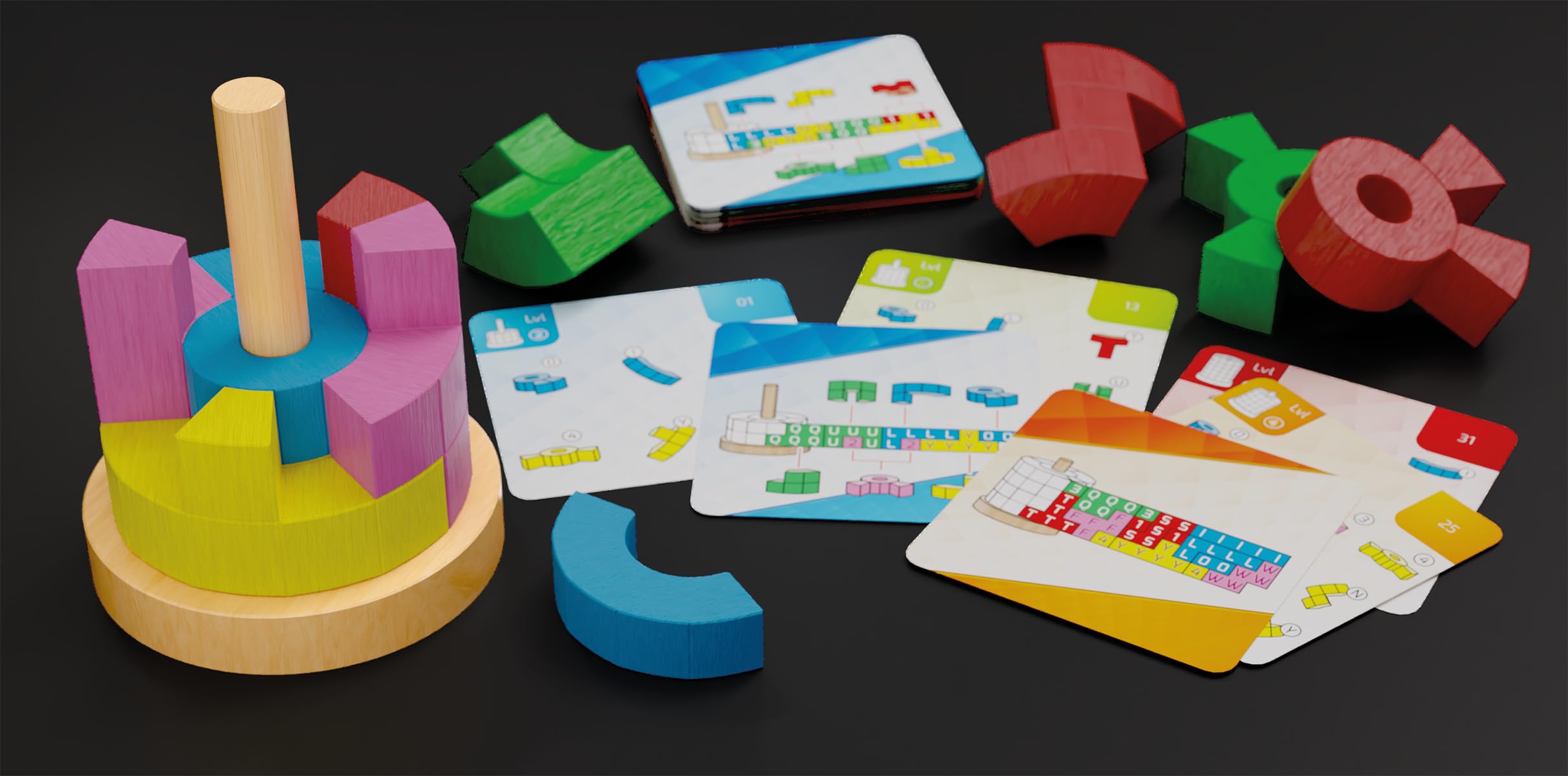 GIGAMIC, Katamino Tower - Jeu Familial en Bois - 1 à 2 Joueurs - À partir de 6 Ans et Plus - 15 Minutes - Allemand - Multilingue
