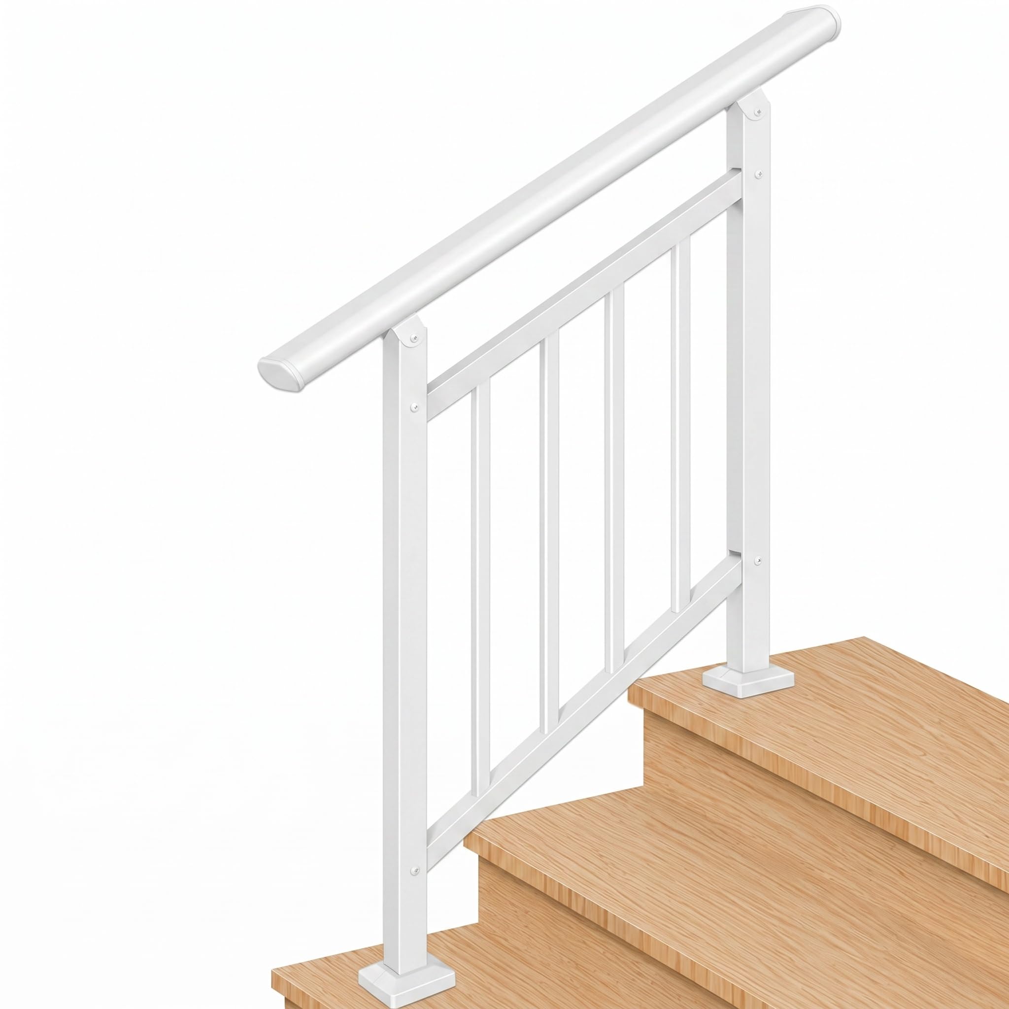 hand rails for outdoor steps?stair handrail & indoor stair railing kit?railings for outdoor steps for fence & outdoor steps (1, white-with balusters, 3 step)