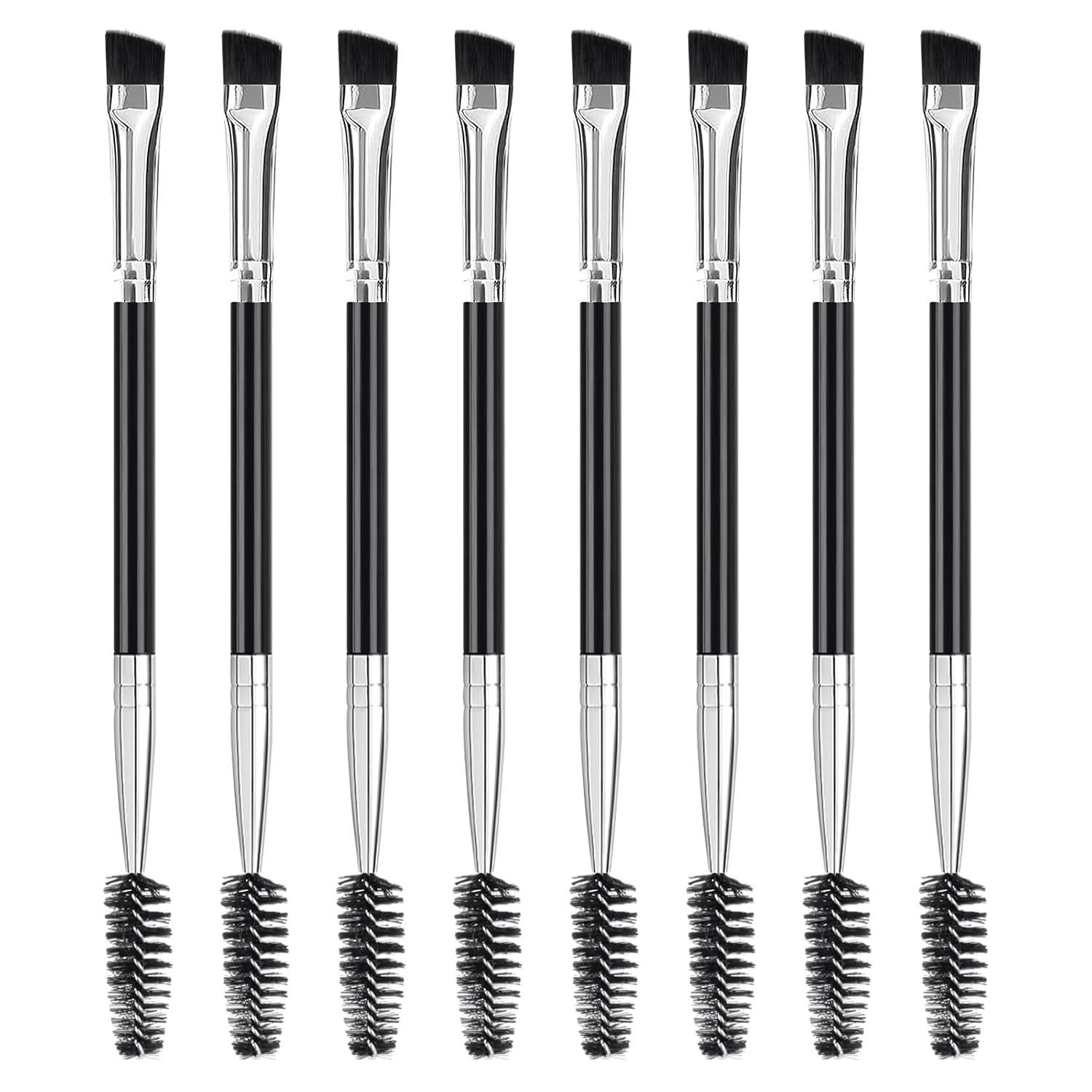 Eyebrow Brush with Spoolie, 8 Pack Angled Brow Brush
