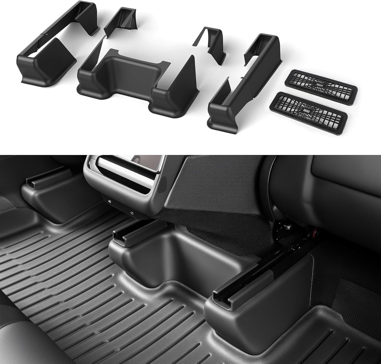 for Tesla New Model Y Underseat Protector Seat Track Covers Protection Kick Kit for 2025-2026 Model Y(Juniper) Accessories 7 PCS with 2 pcs. air outlets Protective Cover