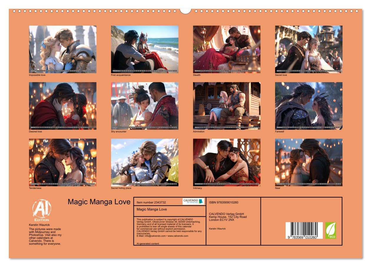 Magic Manga Love (High Quality Premium Wall Calendar 2027 DIN A2 landscape),CALVENDO 12 Month Wall Calendar: Small scenes full of familiarity and love