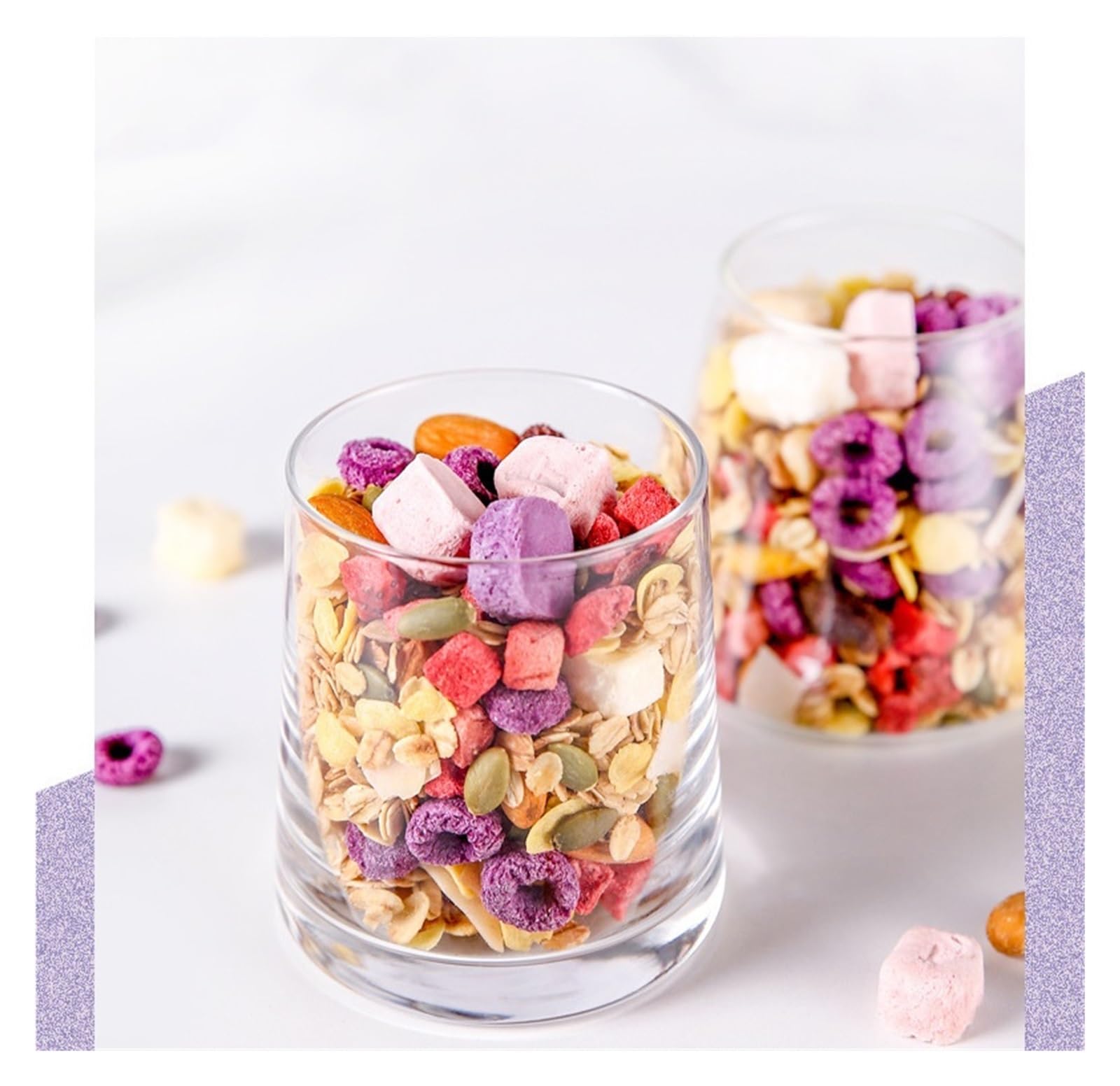 Granola de yogur con trozos de fruta 500 g, patatas fritas de avena instantáneas al horno, mezcla de frutas y frutos secos liofilizados(2pcs)
