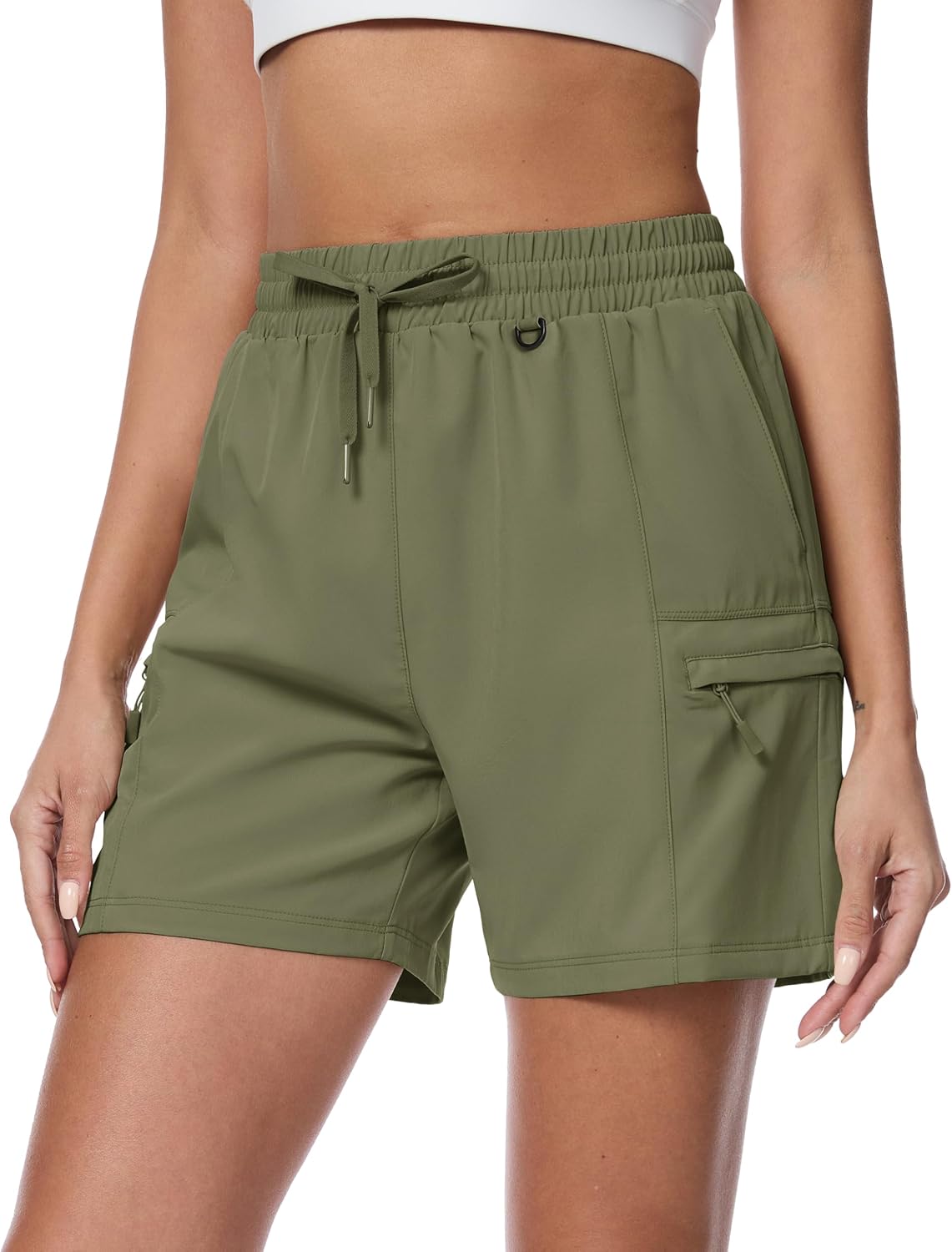 MAGCOMSEN Women's 5" Hiking Cargo Shorts UPF 50+ Lightweight Quick Dry Summer Golf Athletic Casual Shorts 4 Pockets
