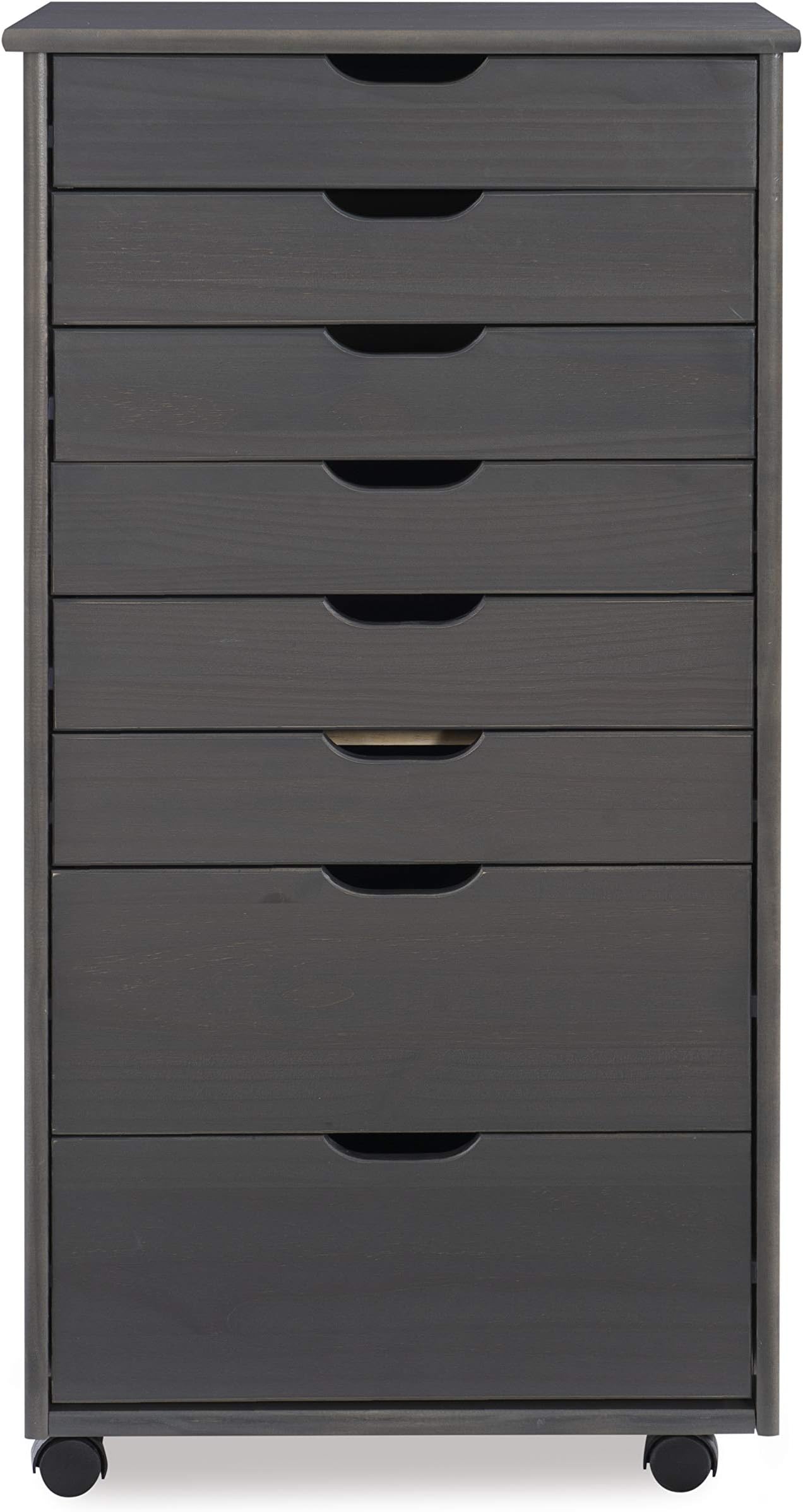 Corinne Eight Drawer Storage, Grey Rolling Cart