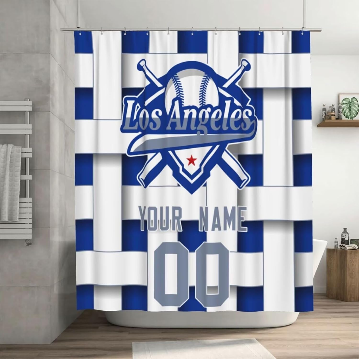 Generic Los Angeles D Fans Personalized Shower Curtains with Customized Names and Numbers,Gifts for Men,Women and Fans,60"" X 72"",72"" X 72""