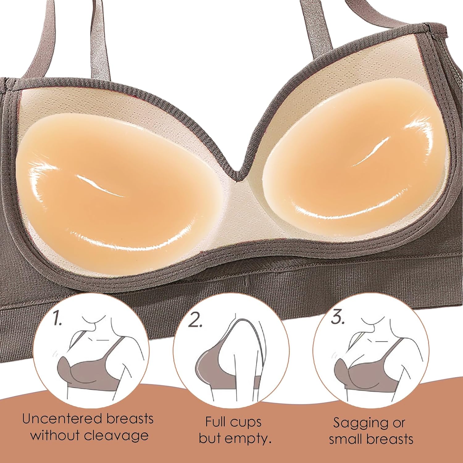 Sticky Silicone Bra Inserts Pads, Reusable Adhesive Push Up Enhancers for Women - Seamless Chicken Cutlets Bra Insert