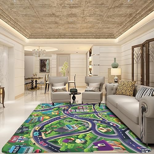 Miniatura 3 de Large Cartoon playroom Carpet, Road Traffic Carpet for Boys and Girls Playing with car Toys, City Life car Carpet, Road Carpet, Play to Learn and