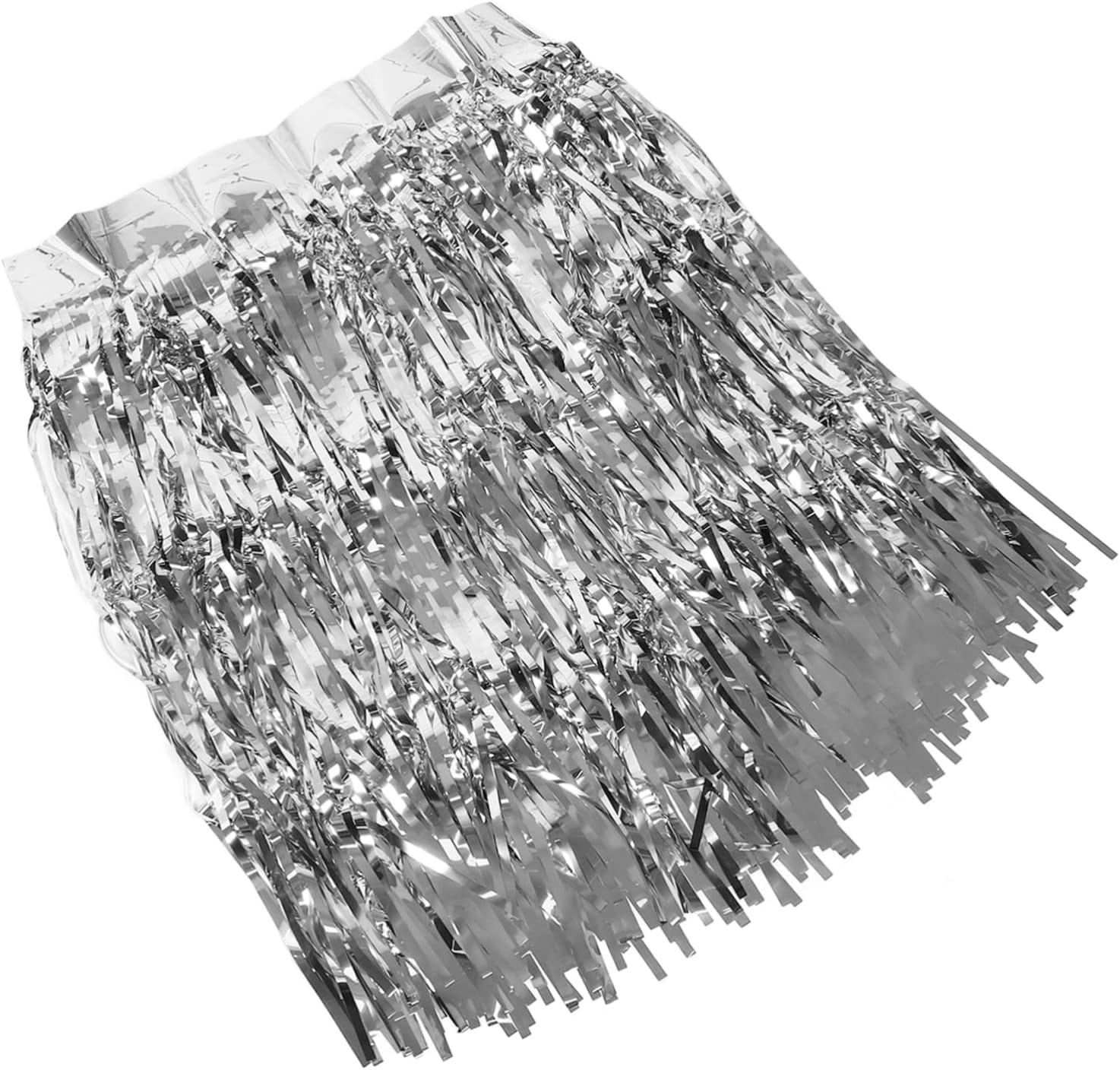 Silver PVC Tinsel Foil Fringe Table Skirt for Holiday Events Xmas Halloween