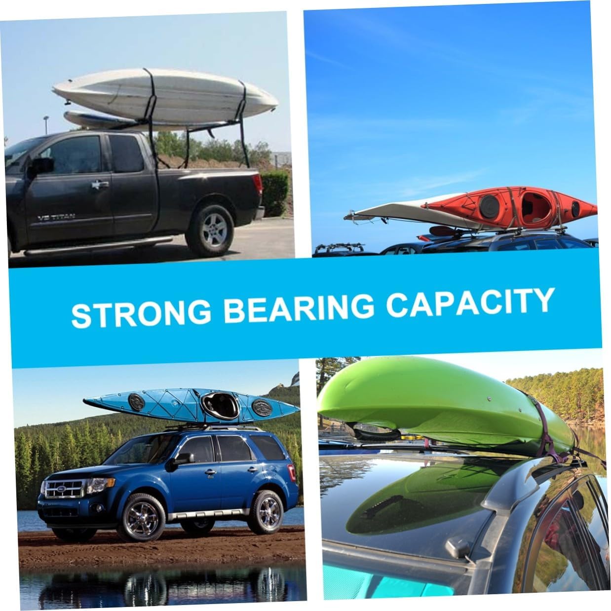 Detachable Car Roof Rack 2pcs Set Kayak and Canoe Carrier Roof Storage Frame Black for Outdoor Sports and Travel