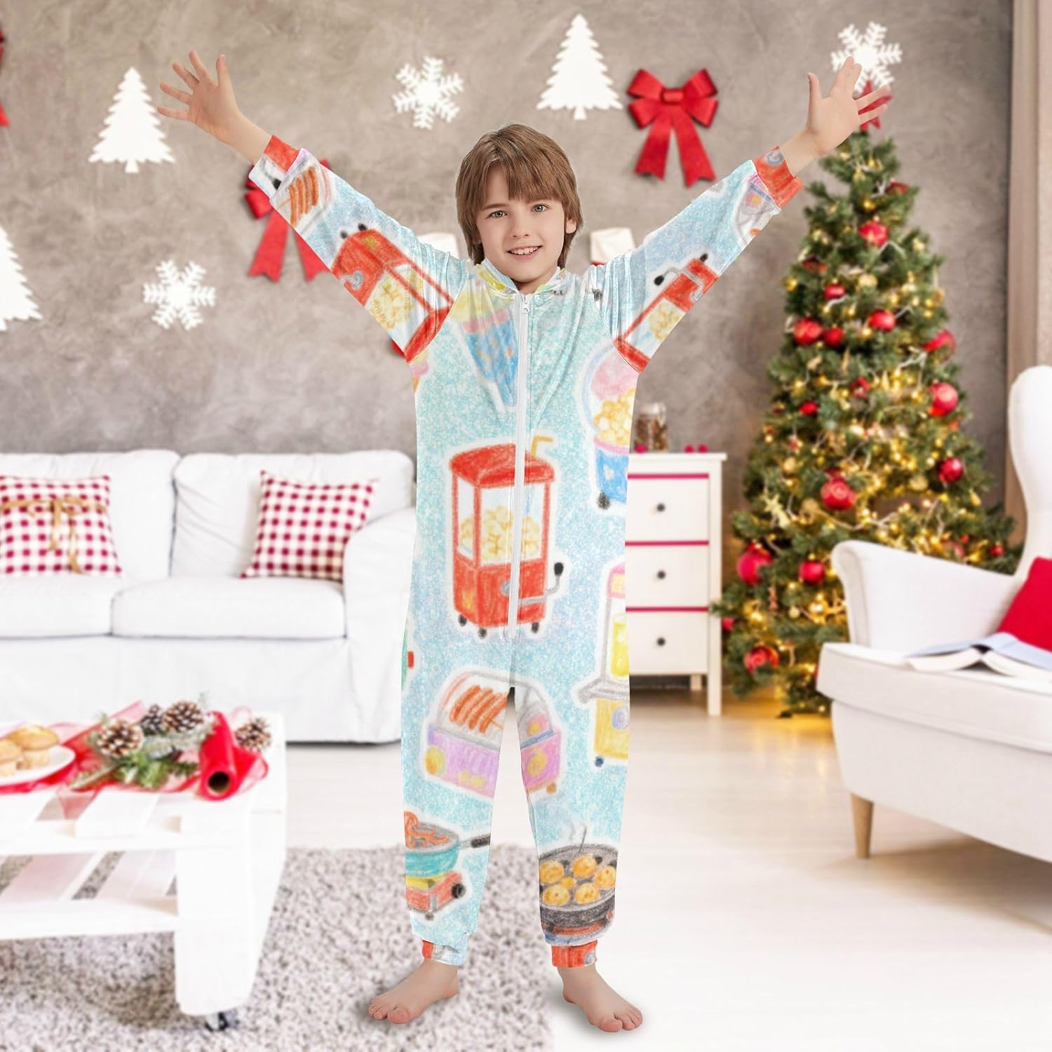 Cartoon Cute Desert Dining CarsPajamasCute Soft Hooded Sleepwear Holiday Loungewearfor Christmas Home