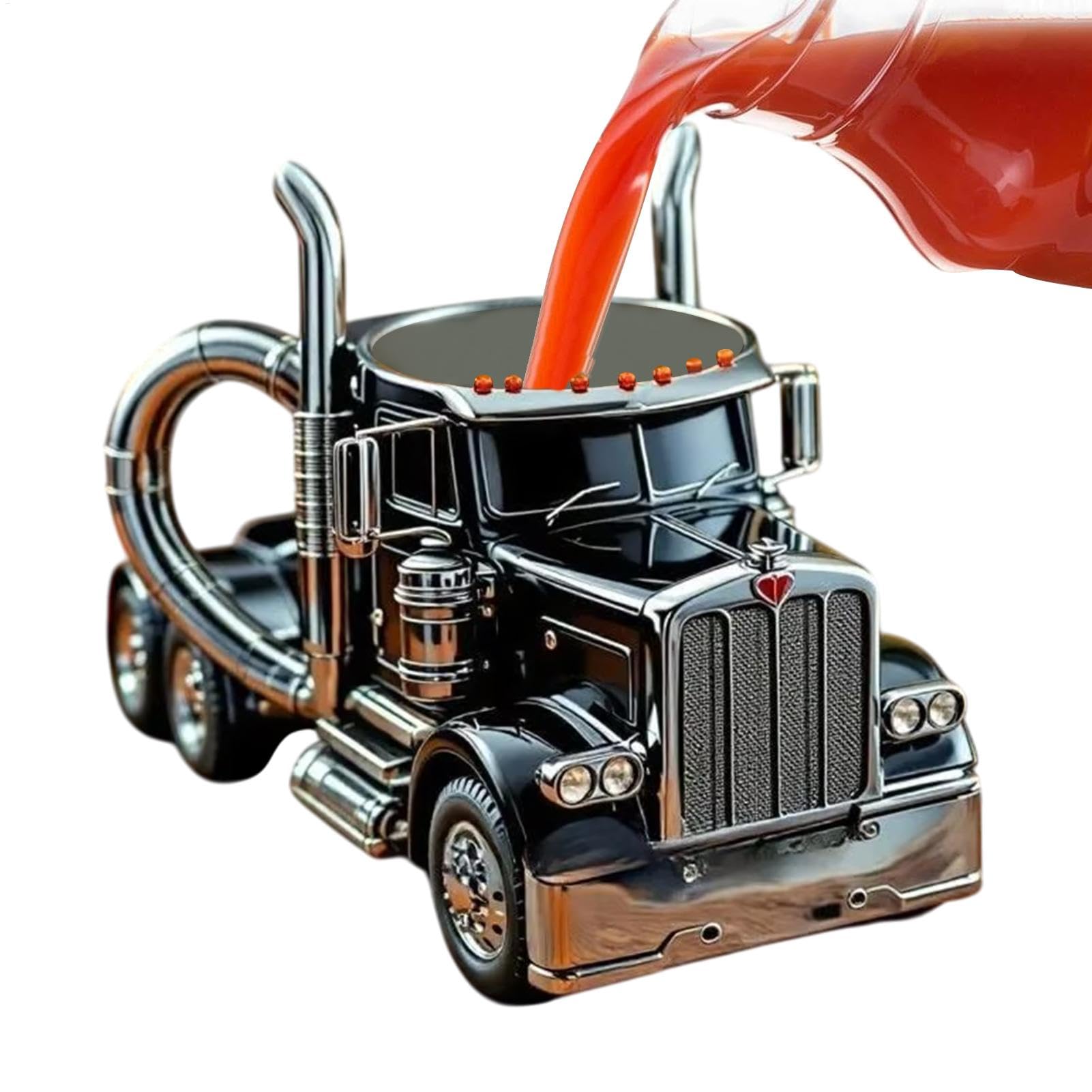 YNPQTDS Funny Coffee Cup - Semi Truck Coffee Mugs, Handcrafted Truck Coffee Mug, Truck Shaped Coffee Cup for Offices and Home, Trucker Gift for Him, Semi Trailer Shaped Ceramic Coffee Cup