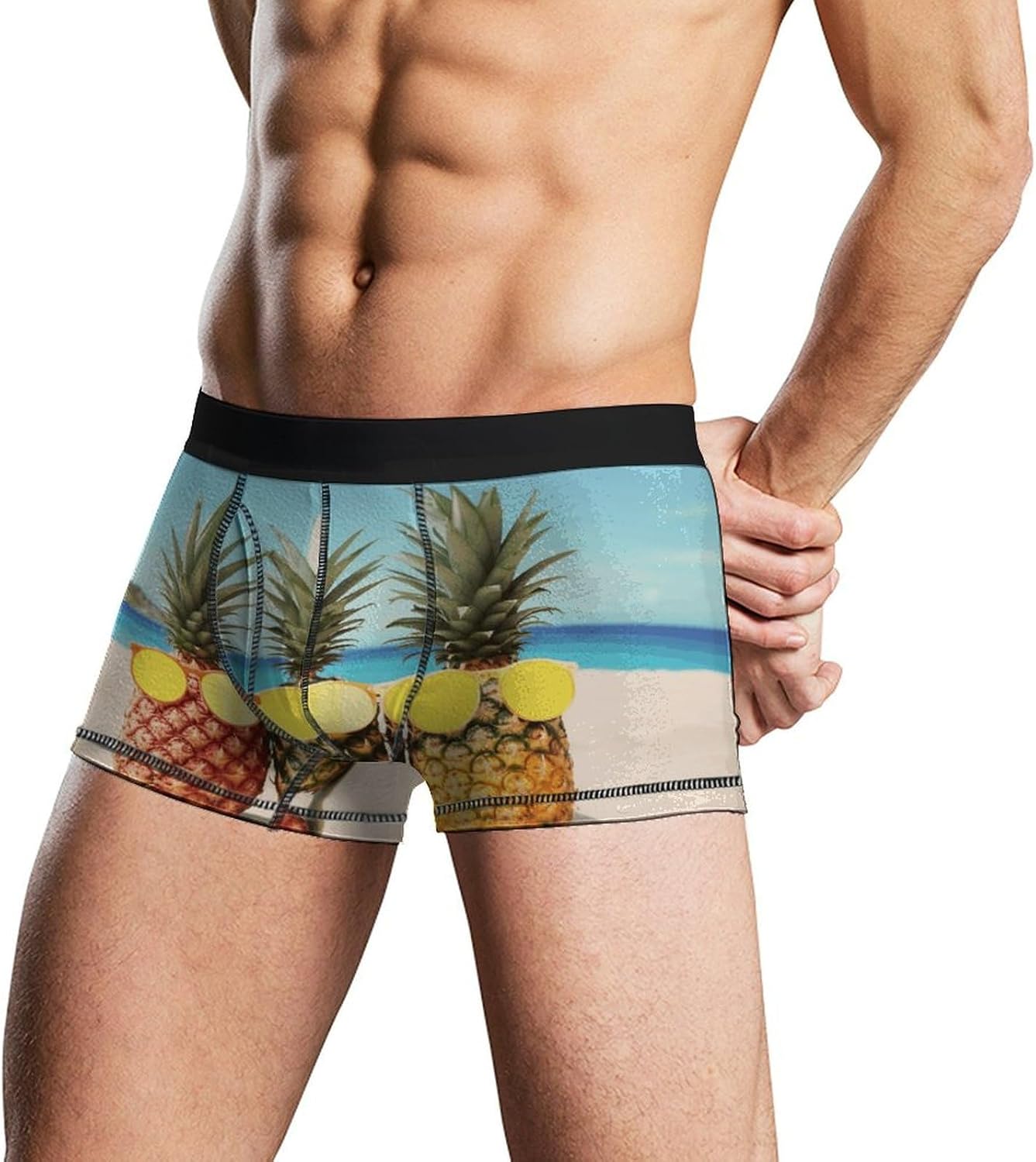 Yellow Pineapple Mens Boxer Briefs Short Breathable Underwear Trunks Soft Moisture-Wicking Boxer Shorts Novelty Underpants M