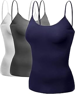 Women's Camisole Built in Bra Wireless Fabric Support Short Cami