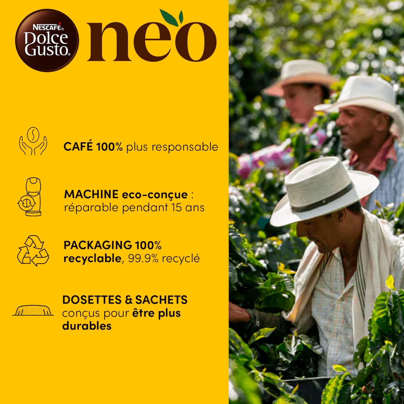 Dolce Gusto NEO Coffee Machine by Krups, Machine à café + 3 boites de dosettes compostables (Espresso, Lungo, Cappuccino), Cafetière multi-boissons connectée YY5242FD