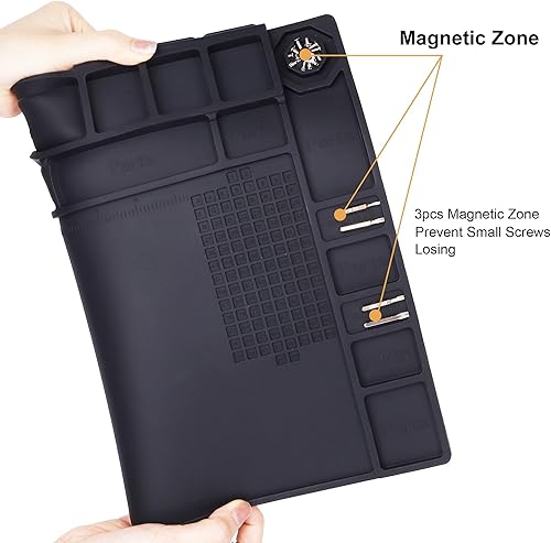 Miniatura 4 de Alfombrilla para soldar grande, resistente al calor, 932F, con tamaño de 15.9 x 12 pulgadas. Alfombrilla de silicona con aislamiento del calor para