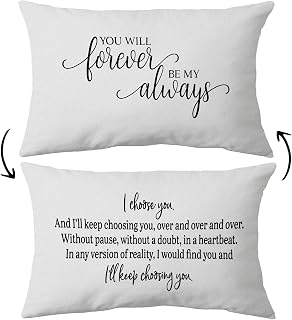 Voatok You Will Forever Be My Always, I Choose You Reversible Throw Pillow Case, 12 x 20 inch Large Sign Decor Cushion Cover, Gift Husband, Wife, Wedding, Love Wedding Day