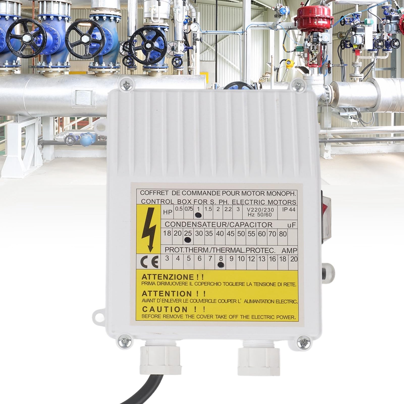 Boîte de contrôle de la pompe dans disjoncteur thermique ABS cuivre contrôleur de pompe à succion pour pompes à aspiration domestique Deep Well Submersible (750 W Prise UE 220 V)