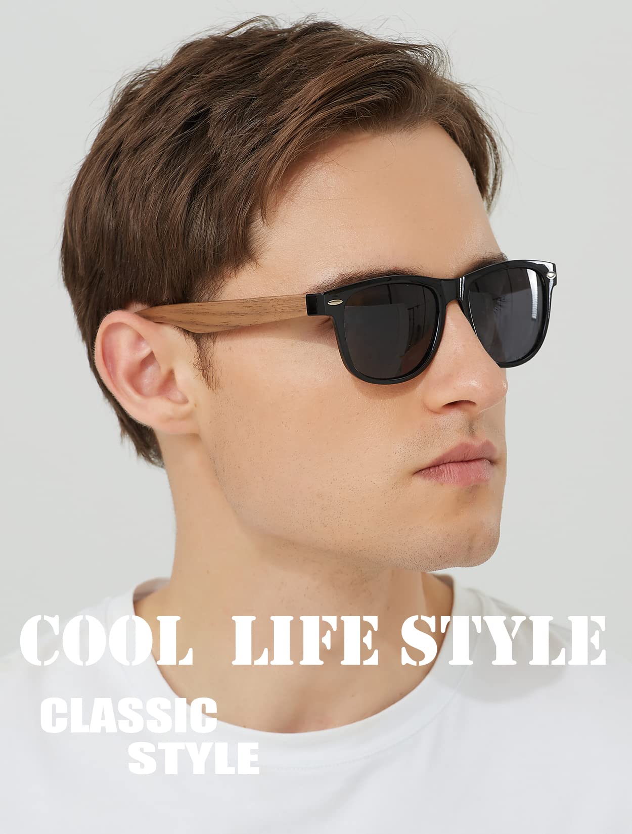 Holz Sonnenbrillen Polarisierte Sonnenbrille,Herren Damen Polarisierte Sonnenbrille， UV400 Sonnenbrille/Der Rahmen der Brille ist aus Walnuss Holz