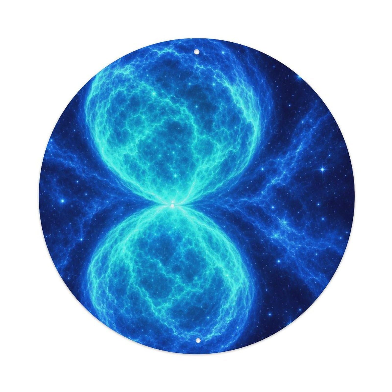 Okngb Style Starry Sky Ngc 2371 Double Bubble Nebula Astral Glow Metal Tin Sign Plaque Wall Decor For Cafe, Man Cave, Club Bar, Office, Home Garden Round Metal Poster 8X8inch