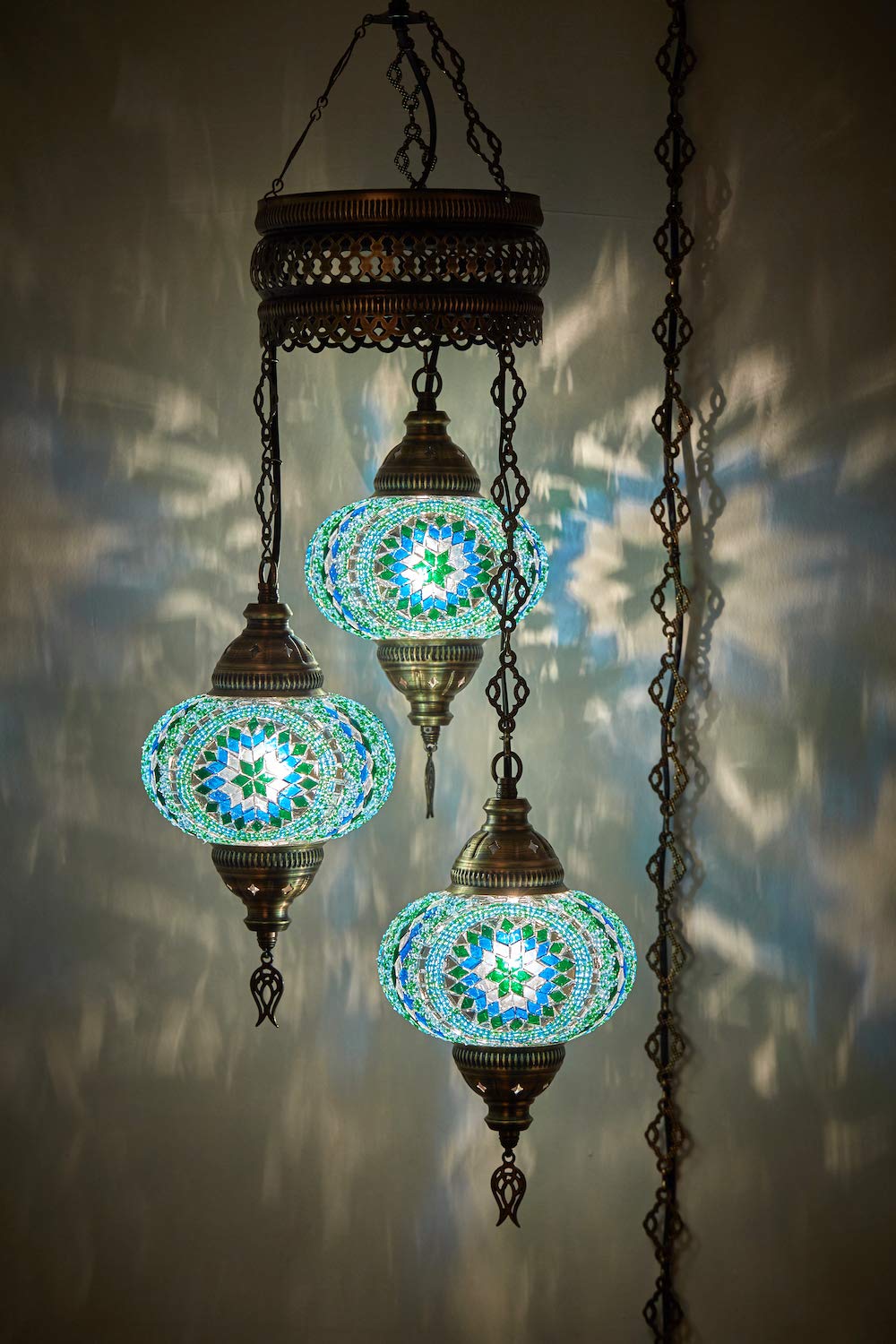 DEMMEX Plug-in Turkish Hanging Lamp, Handmade Moroccan Mosaic