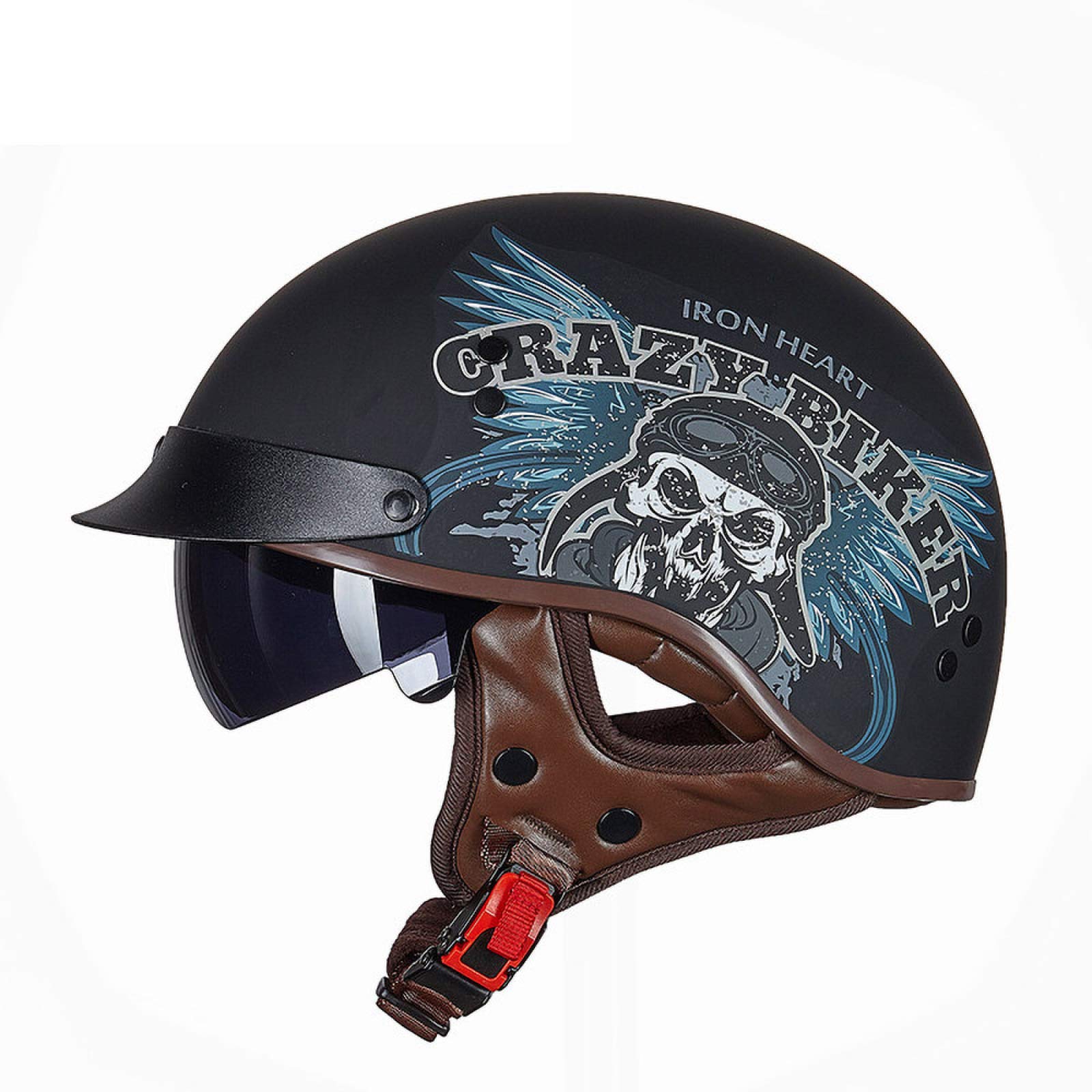 Casque cruiser moto rétro demi-casque bol ece pour chopper et cyclomoteur