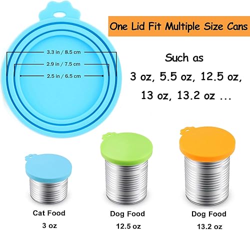 Miniatura 10 de Comtim Fundas para latas de mascotas/paquete de 6 tapas de silicona para latas de comida para perros y gatos/tamaño universal que se adapta a