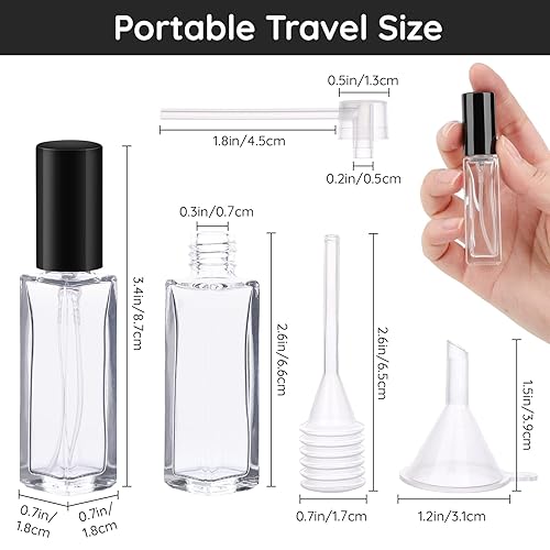 Miniatura 4 de Segbeauty Mini botellas de perfume en aerosol, 5 juegos de 0.3 fl oz de vidrio transparente atomizador de perfume de viaje recargable, pulverizador