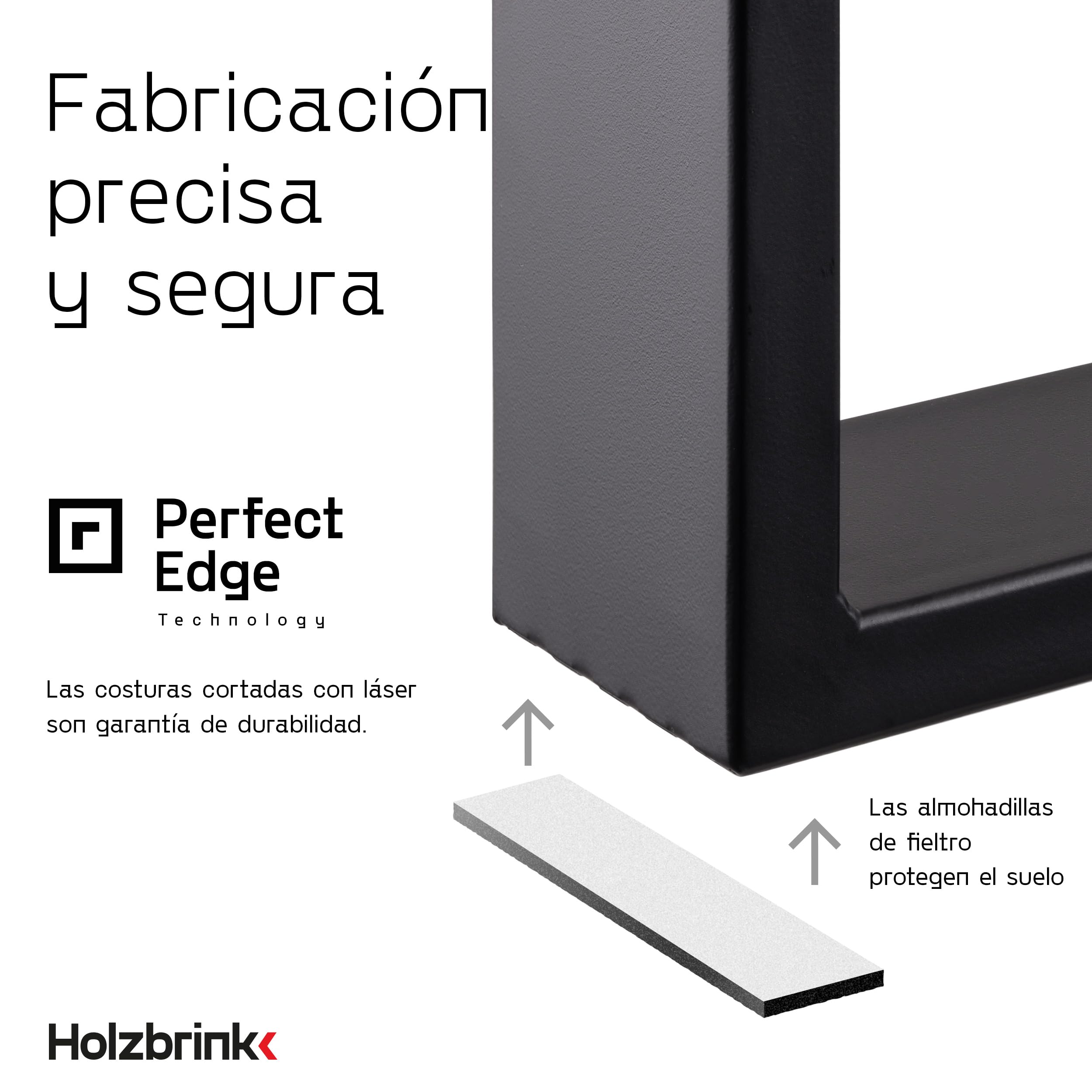 HOLZBRINK Patas de Metal Gris para Mesa | Soportes/Marco para Mesa del Centro, Comedor, Escritorio, Banco | Juego de 2 Patas 40 x 43 cm