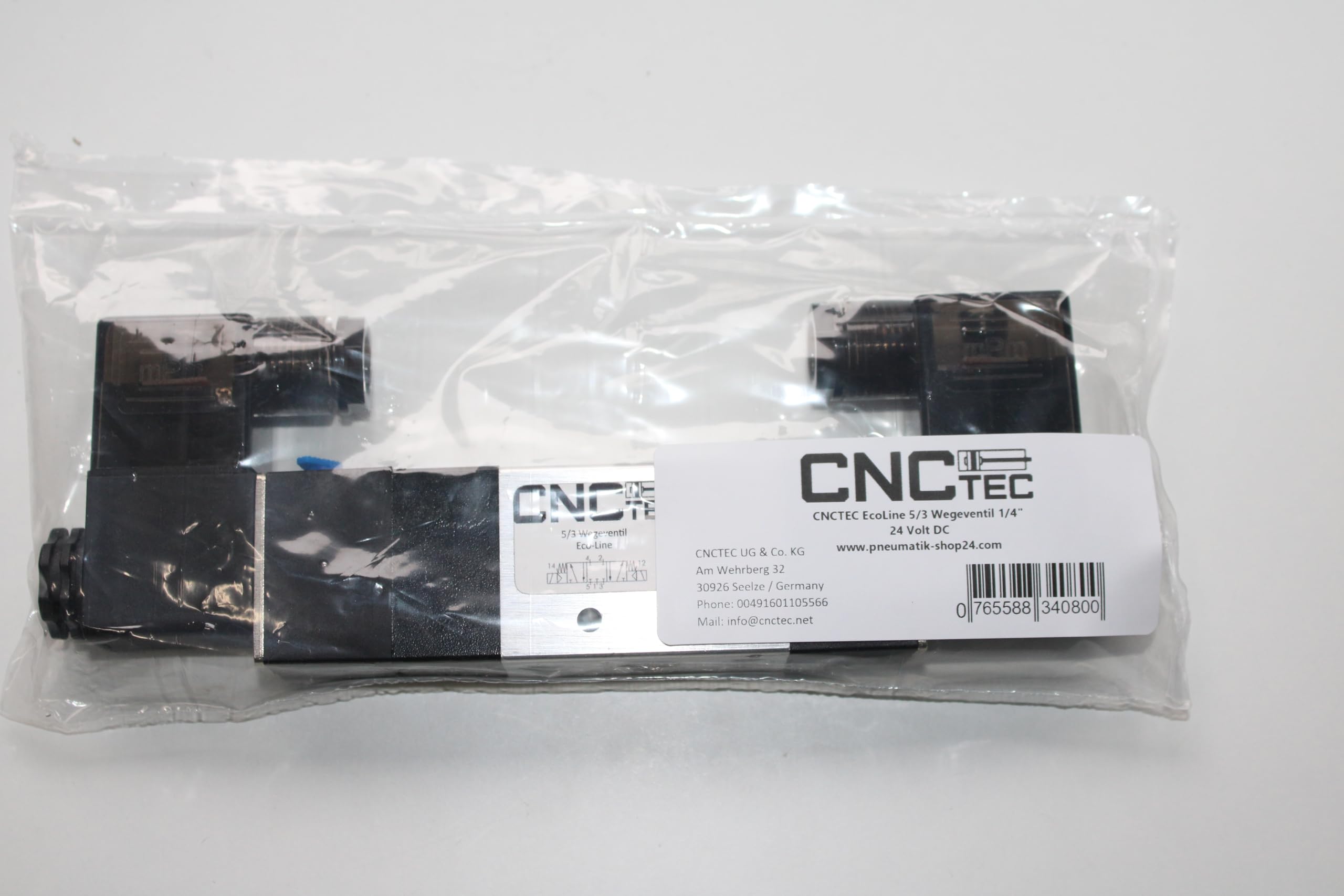 CNCTEC 5/2 Wege Pneumatikventil 24V G1/4 - Magnetventil Mit Handbetätigung 1,5-8 Bar