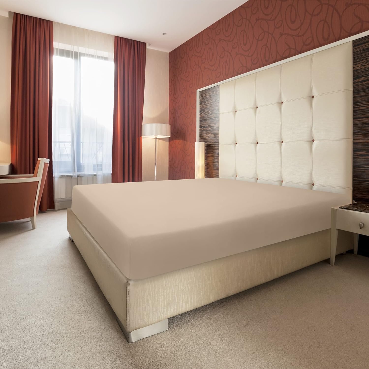 Utopia Bedding Lenzuolo con Angoli Una Piazza e Mezza Francese - 120x200cm - Beige - Microfibra Spazzolata - Lenzuolo Sotto con Angoli Elasticizzato