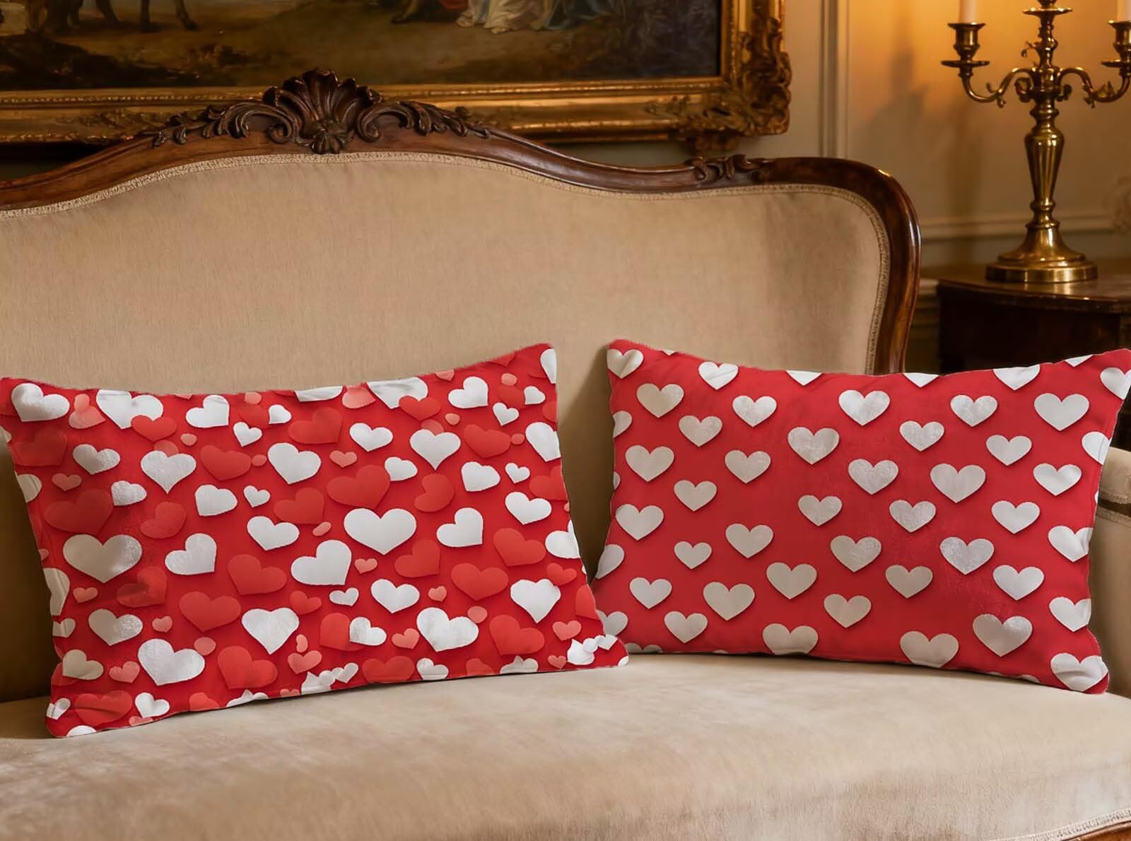 Housse de coussin amour rouge velours 50x70cm pour decorer le canape de la chambre