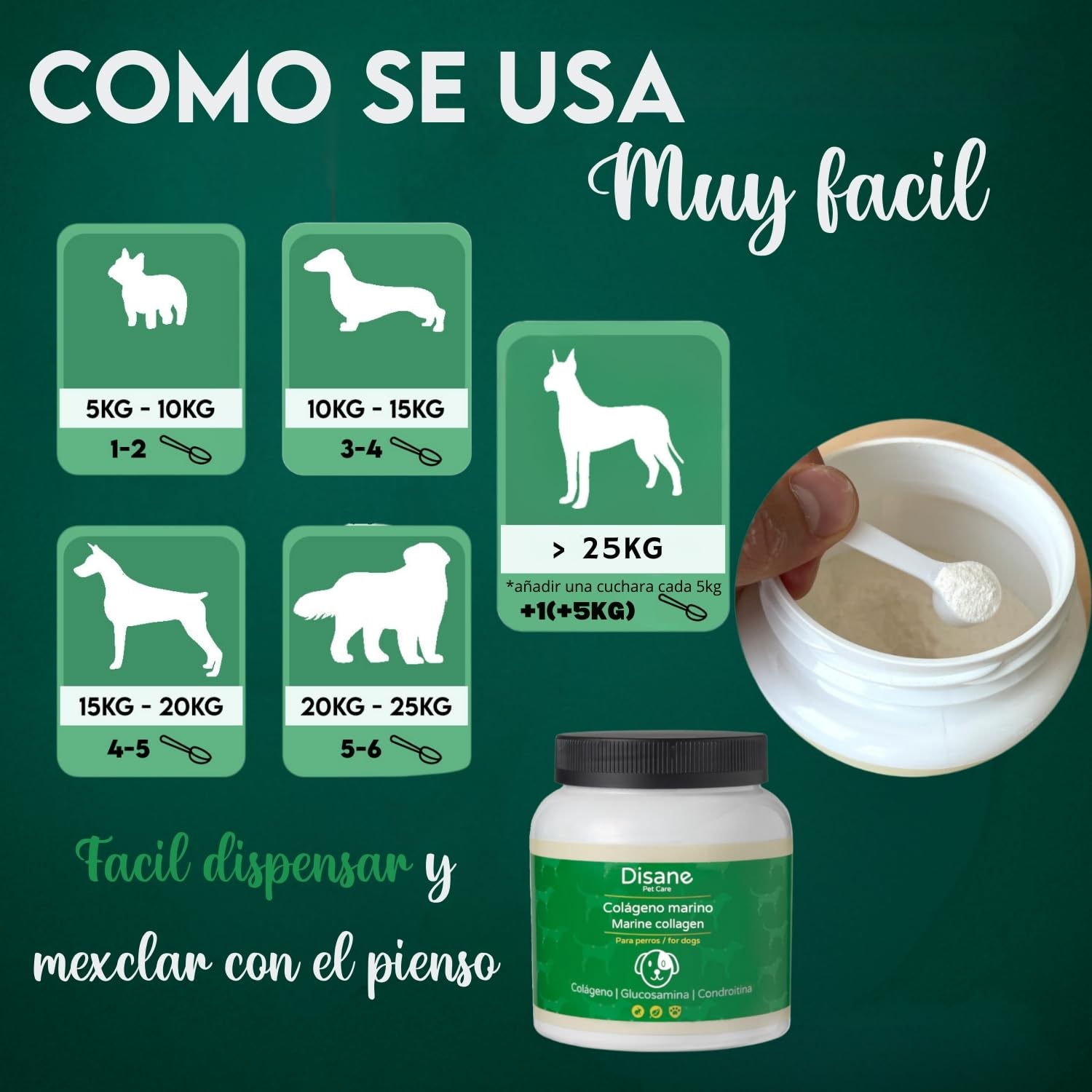 DISANE Condroprotectores Perros | condoprotector Perros Natural para Cuidado de Las Articulaciones para Perros | Protege y Restaura Huesos y Tejidos Articulares | con Colageno Marino