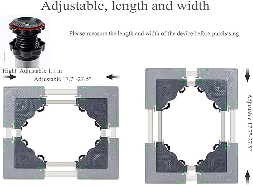 Miniatura 2 de Mini soporte para nevera de 7.5 a 8.7 pulgadas, base elevada, ajustable, con 4 pies fuertes, base multifuncional para lavadora para