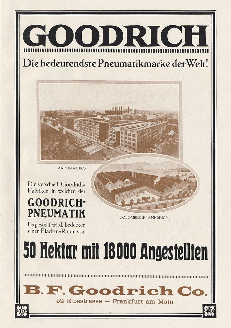 Biller AntikB. F. Goodrich Co. Pneumatic Frankfurt am Main Poster Braunbeck Motor A2 532