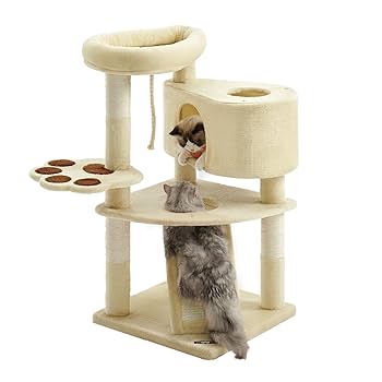 ㉖★キャットタワー★キャットハウス★ハンドメイド★爪研ぎ★猫★猫小屋 Amazon | FEANDREA キャットタワー スロープ付き 登り降りし