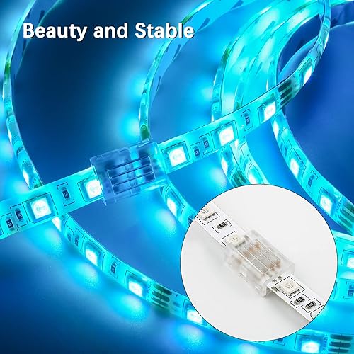 Miniatura 7 de RGBZONE 10 conectores LED de 4 pines, conector RGB de tira a tira para 0.394 in, resistente al agua o no impermeable, SMD 50503528 RGB luces de tira