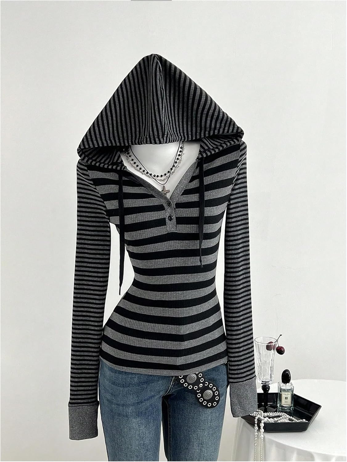 SOLY HUX Women's Striped T Shirt Long Sleeve Hoodies Tee Y2k Tops Fall Clothes