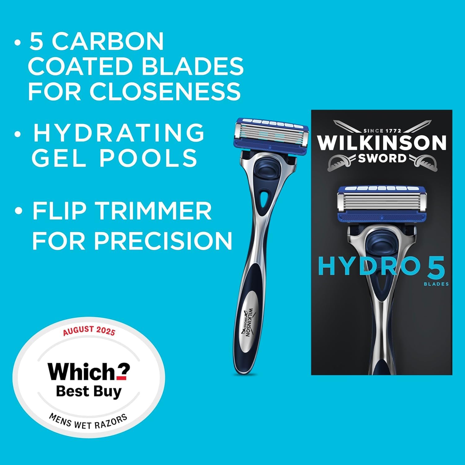 Wilkinson Sword Hydro 5 Skin Protection golarka, uchwyt z tworzywa sztucznego, 5 ostrzy, unisex, normalna, 1 sztuka, standardowa, torba, do owłosienia ciała i twarzy