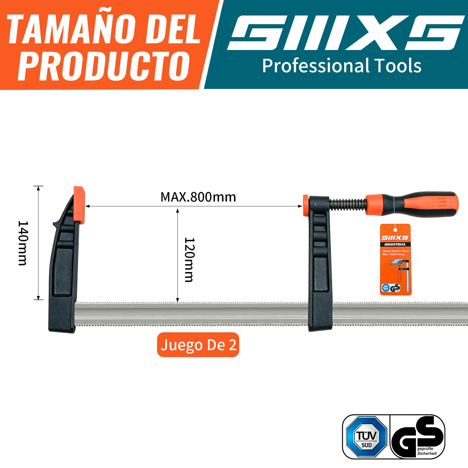 Abrazaderas de barra de 800 mm para carpintería, con certificado GS