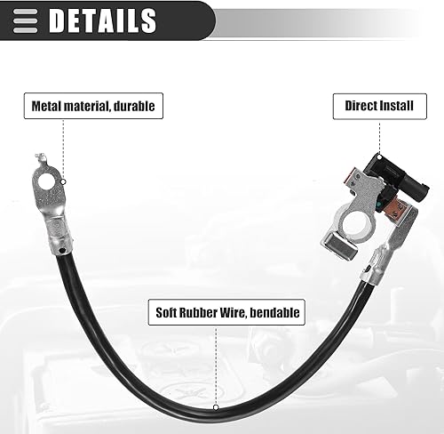 Miniatura 4 de Motoforti Cable de batería negativo con enchufe, para Ford Escape 2013-2019, metal, AV6Z-10C679-P, tono negro plateado