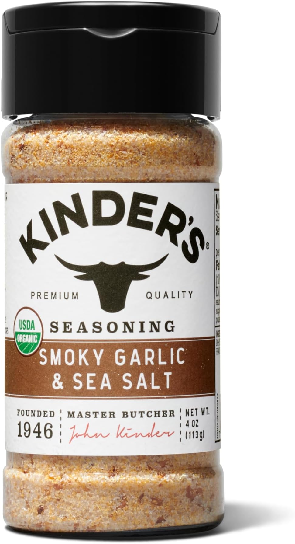 Kinder's Organic Smoky Garlic & Sea Salt, Premium Quality Seasoning, MSG Free and USDA Certified Organic, 4 oz