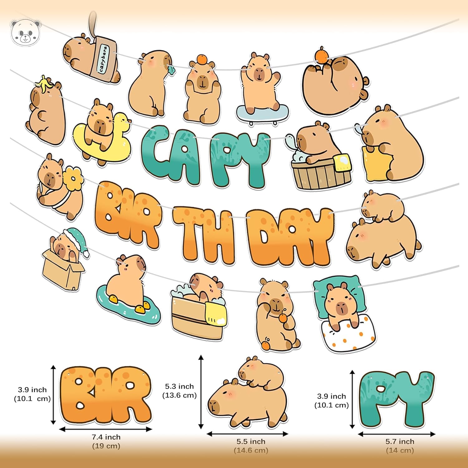 Capybara Birthday Party Decorations, 4 Pcs Capybara Birthday Banner for Capy Lovers Baby Shower Decor