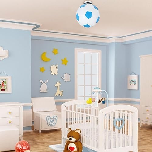 Miniatura 3 de Uonlytech Lámpara de techo para montaje en forma de balón de fútbol, novedad en forma de balón de fútbol, lámpara de cristal empotrada, lámpara de