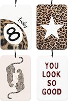 Vista 32 de Ambientador de Coche Retro con Lazos de Leopardo 4 Piezas, Accesorios de Coche con Estampado de Guepardo Bola 8 de la Suerte para Interior, Lazos