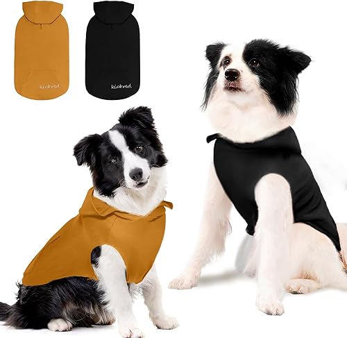 Miniatura 9 de Sudadera básica con capucha para perro, 2 piezas, suave y cómoda, de algodón, con agujero para la correa y bolsillo, mantiene a tu cachorro caliente