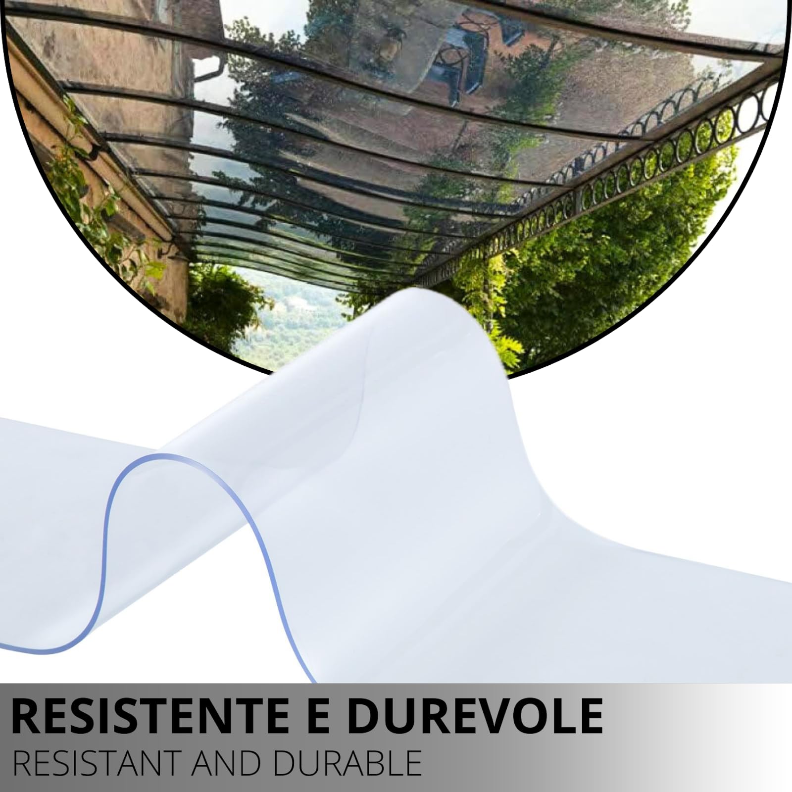 TENDEEVOLUTION Lona Transparente Impermeable Exterior, Corte Medio Metro Lineal, Diferentes grosores y Alturas, Plástico Impermeable Exterior Multiuso (Altura Parche 140cm, Espesor 0,65mm)