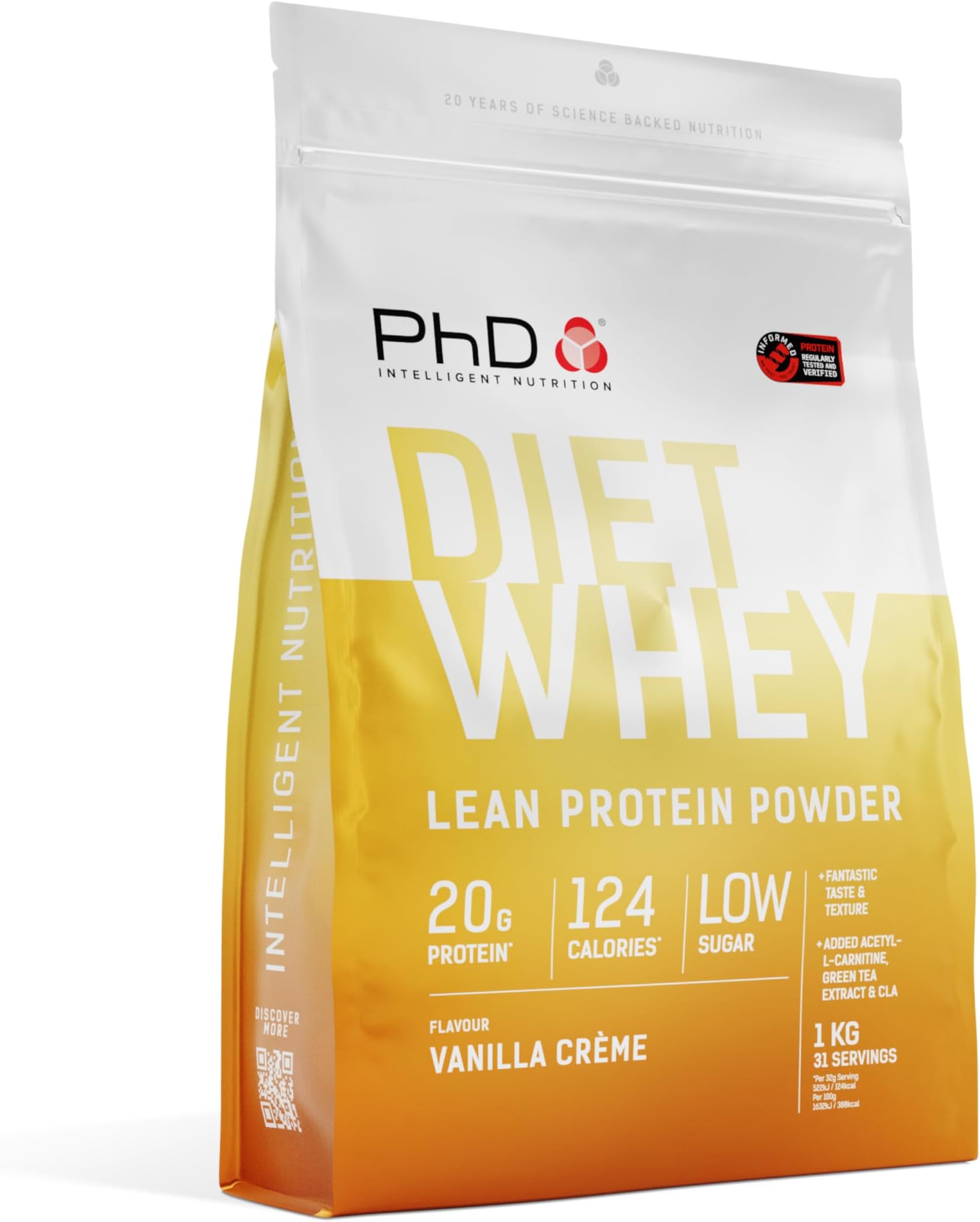 Nutrition Diet Whey High Protein Lean Matrix, Vanilla Crème Whey Protein Powder, 16g of Protein, 40 Servings Per 1 kg Bag
