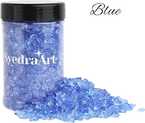 Miniatura 88 de Syedra - Juego de 3 piezas de vidrio triturado para manualidades, arte de resina, piezas de espejo de color triturado, 1 libra (amarillo)