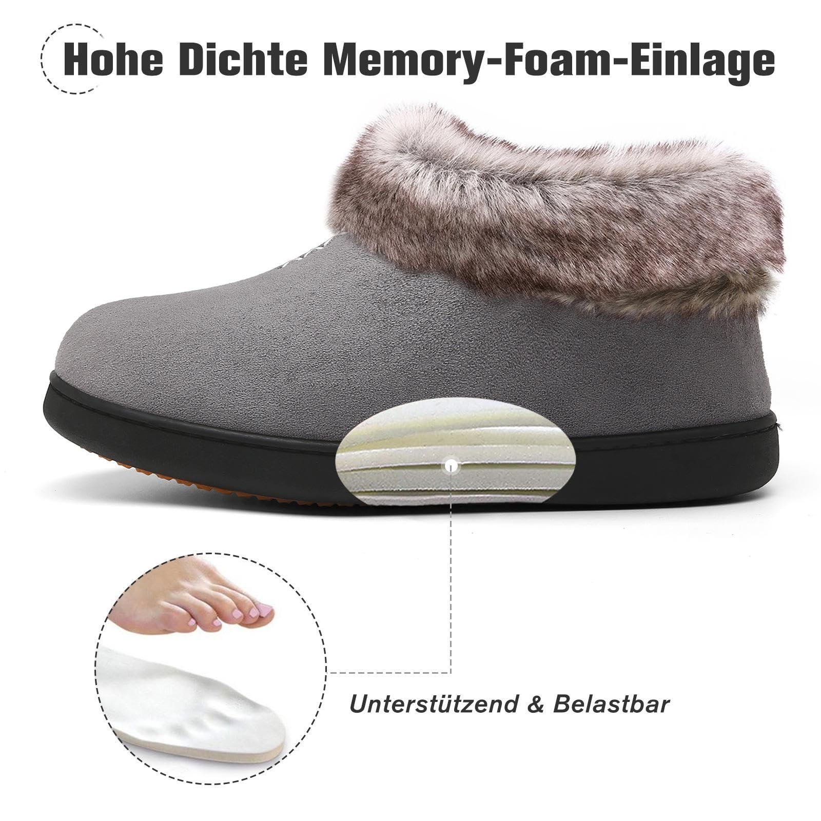 Mishansha Ciabatte Donna Invernali Peluche Pantofole Schiuma di Memoria Gr.36-43